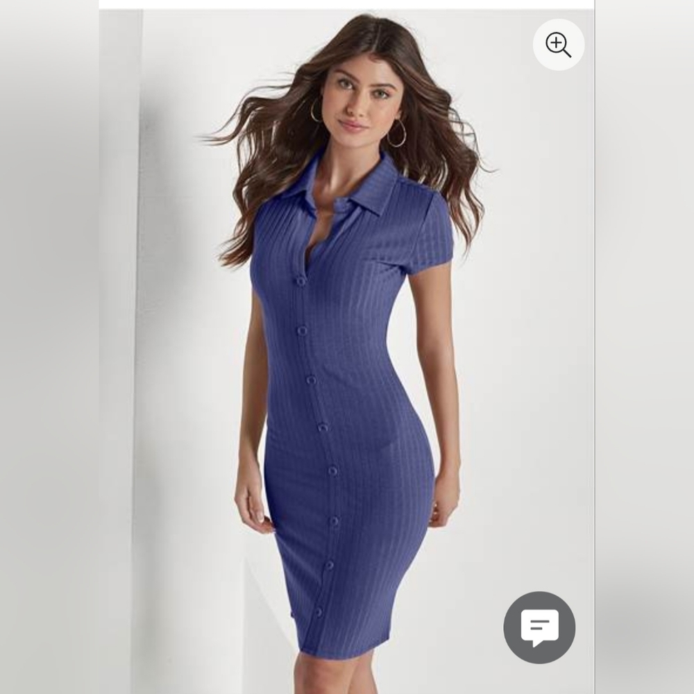 Ribbed Dress Button-up Design